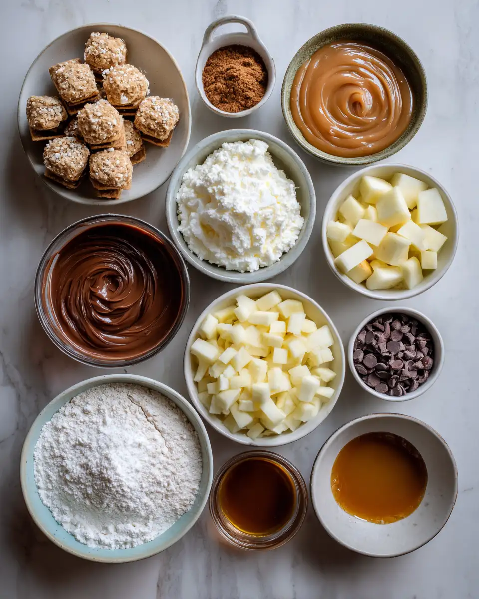 Ingredients for Indulgent Caramel Apple Chocolate Cheesecake Bites: A Fall Flavor Explosion