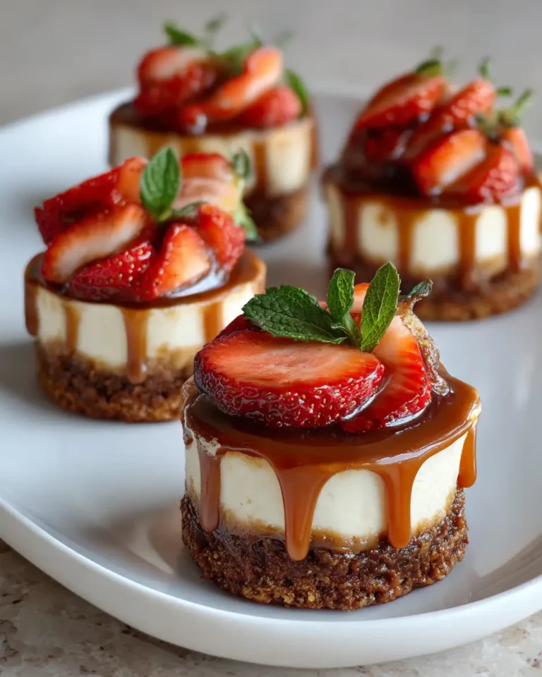 Decadent Delights: Irresistible Caramel Strawberry Cheesecake Bites - Featured Image