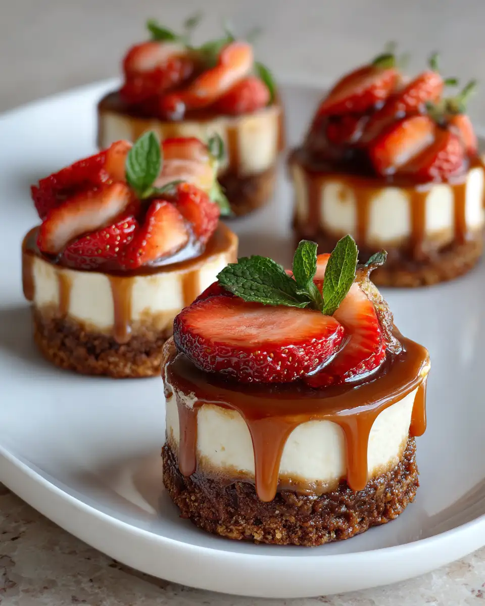 Decadent Delights: Irresistible Caramel Strawberry Cheesecake Bites - Featured Image