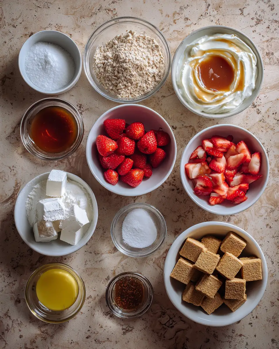 Ingredients for Decadent Delights: Irresistible Caramel Strawberry Cheesecake Bites