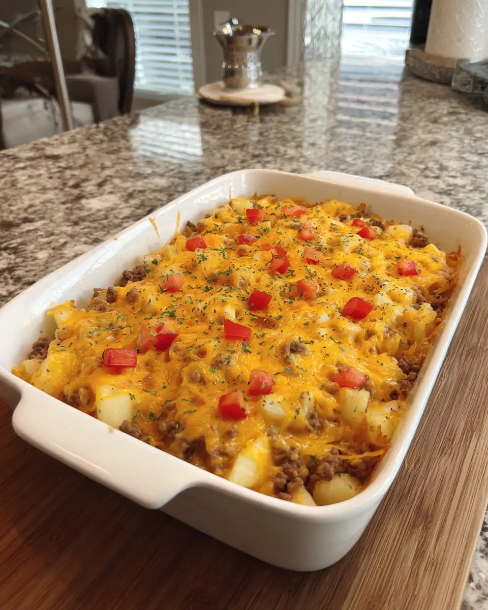 Ultimate Comfort: Dive into a Cheeseburger Potato Casserole Delight 4 Ingredients for Ultimate Comfort: Dive into a Cheeseburger Potato Casserole Delight