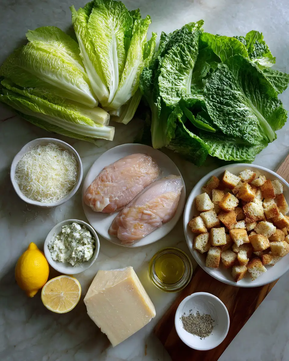 Ingredients for Irresistibly Zesty Chicken Caesar Salad Recipe to Elevate Your Meal Game