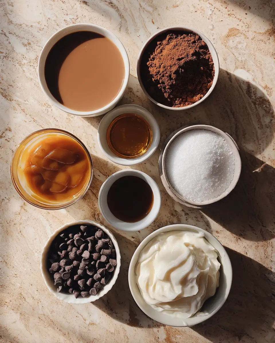 Ingredients for Decadent Delight: Irresistible Chocolate Caramel Pudding Cups