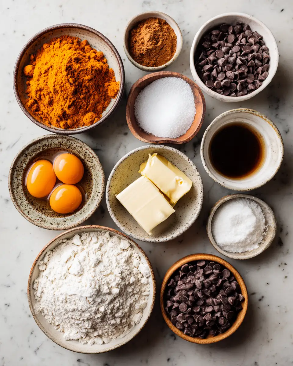 Ingredients for Decadent Chocolate Chip Pumpkin Bread: A Fall Favorite