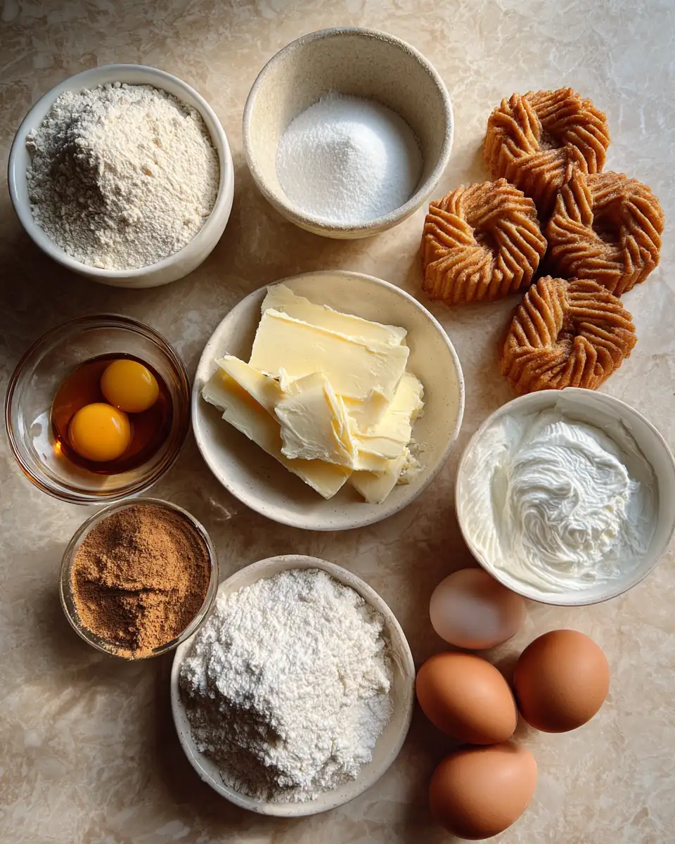 Ingredients for Irresistible Churro Cheesecake Cookie Bites: A Sweet Fusion of Flavors