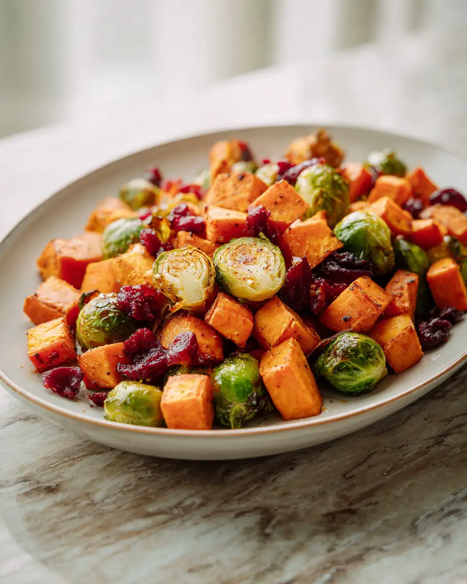 Cranberry Roasted Sweet Potatoes & Brussels Sprouts: A Festive Flavor Explosion - Featured Image