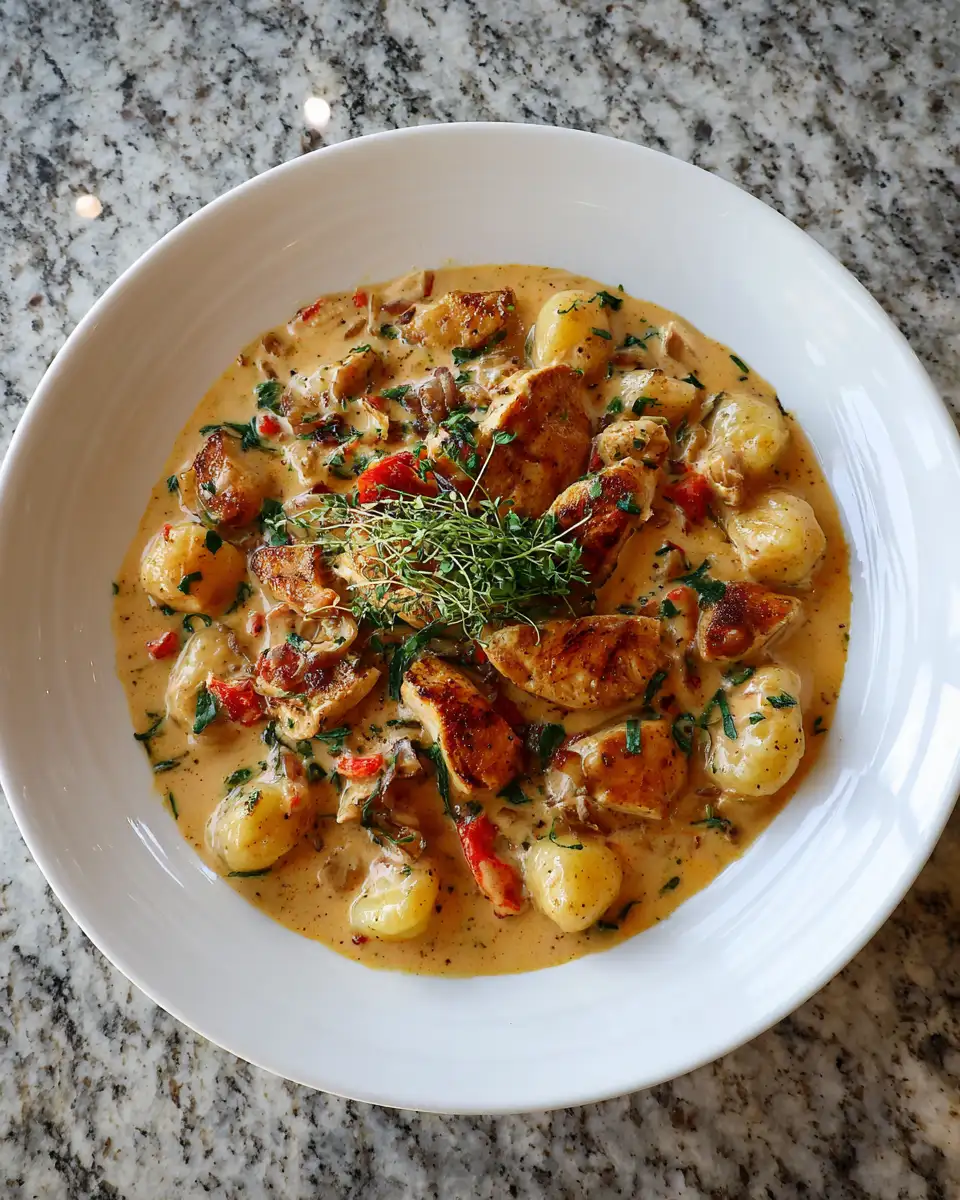 Final dish - Savory Indulgence: Creamy Cajun Chicken Gnocchi Delight