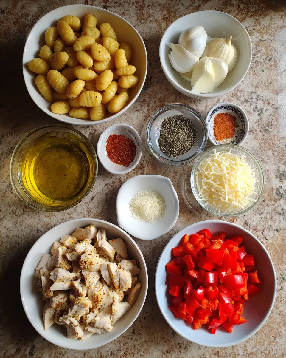 Ingredients for Savory Indulgence: Creamy Cajun Chicken Gnocchi Delight