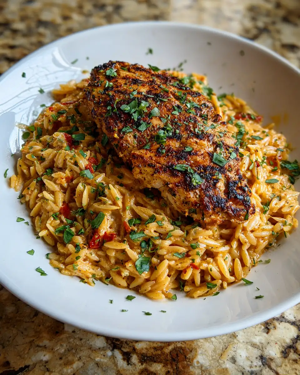 Final dish - Savor the Spice: Creamy Cajun Chicken Orzo Delight