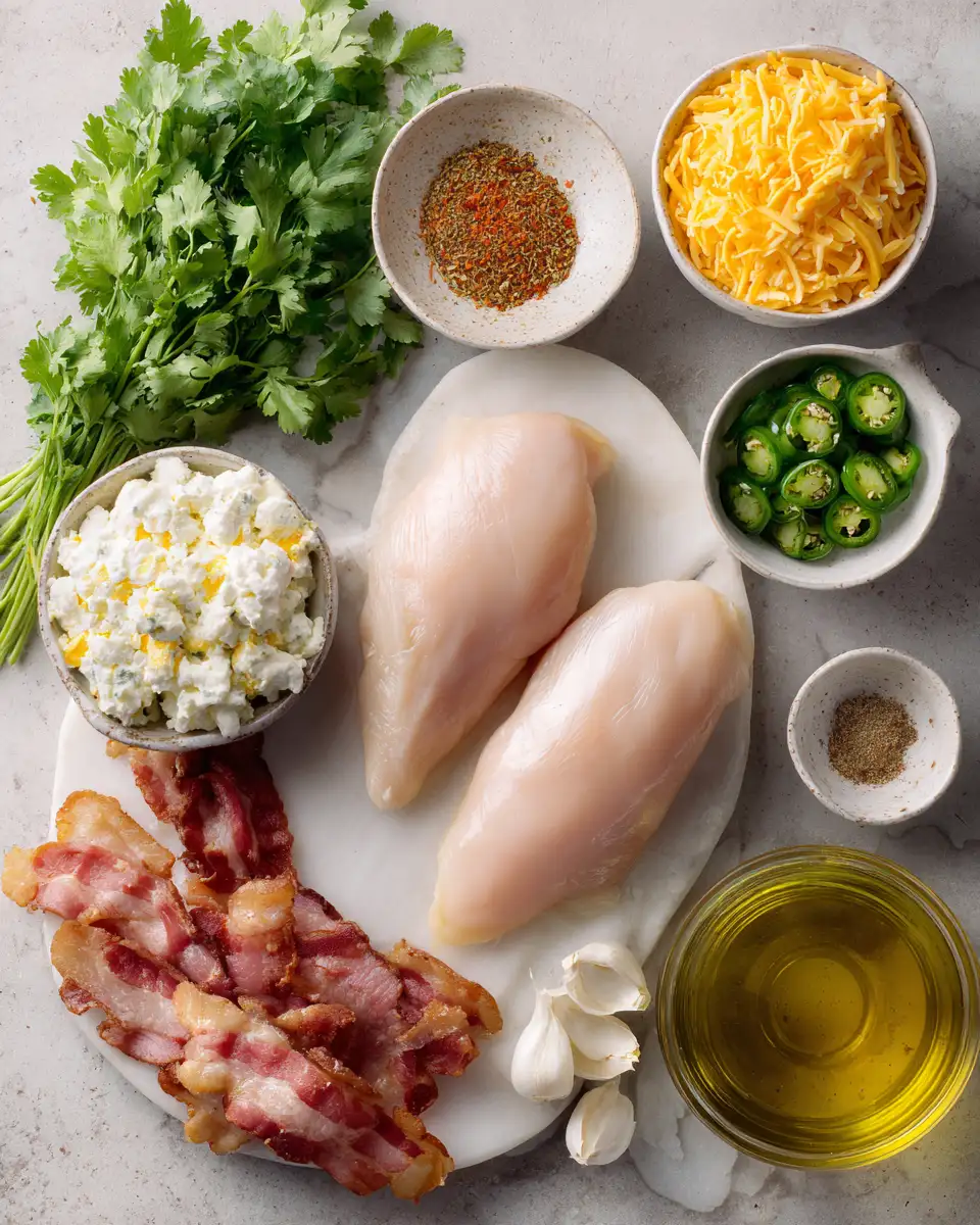 Ingredients for Explode Your Taste Buds with Creamy Jalapeño Popper Chicken Bombs and Cheddar Drizzle