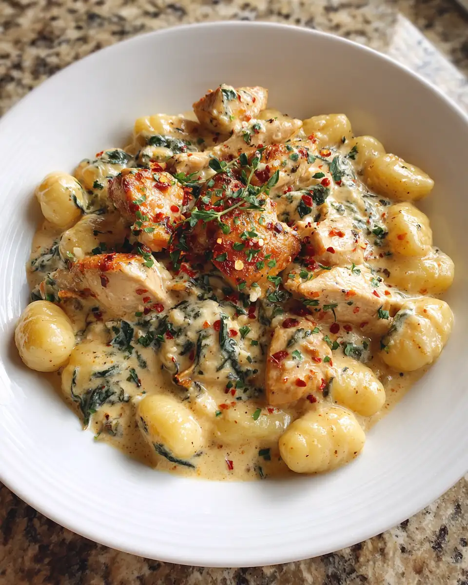 Final dish - Indulge in the Ultimate Comfort: Creamy Tuscan Chicken Gnocchi Delight