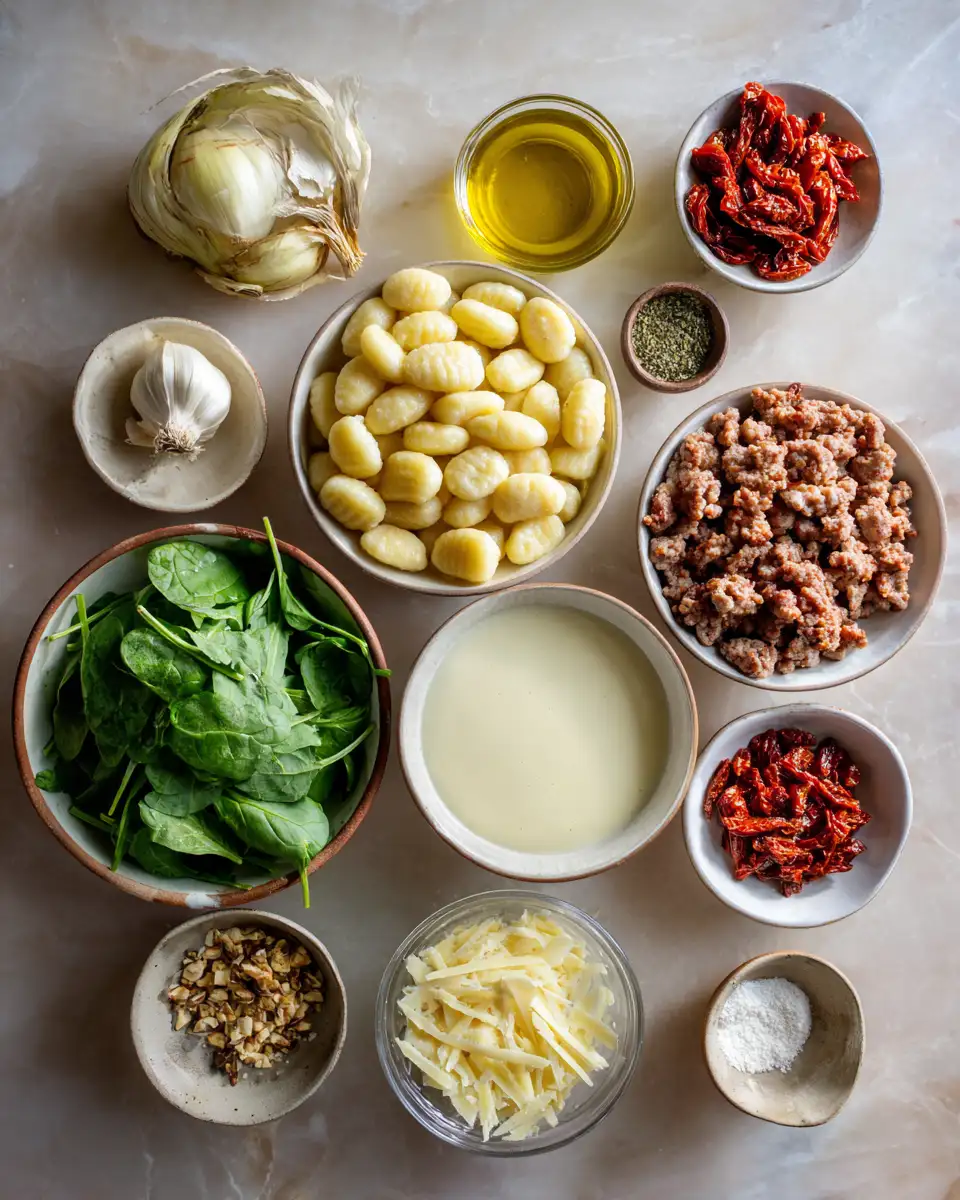 Ingredients for Irresistibly Creamy Tuscan Sausage Gnocchi: Your New Favorite Comfort Dish