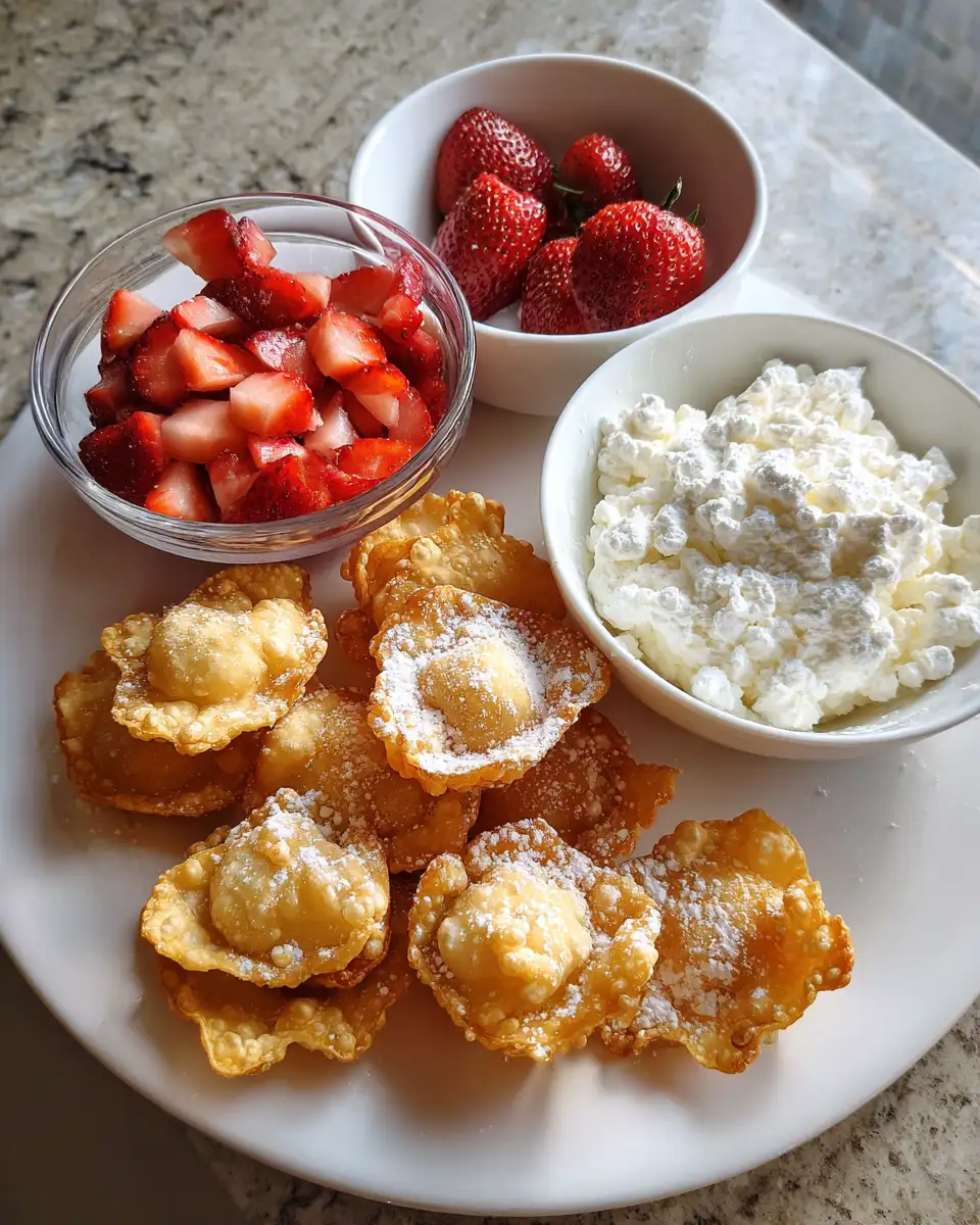 Crispy Wonton Delights: Indulge in Fried Strawberry Cheesecake Bliss 4 Ingredients for Crispy Wonton Delights: Indulge in Fried Strawberry Cheesecake Bliss