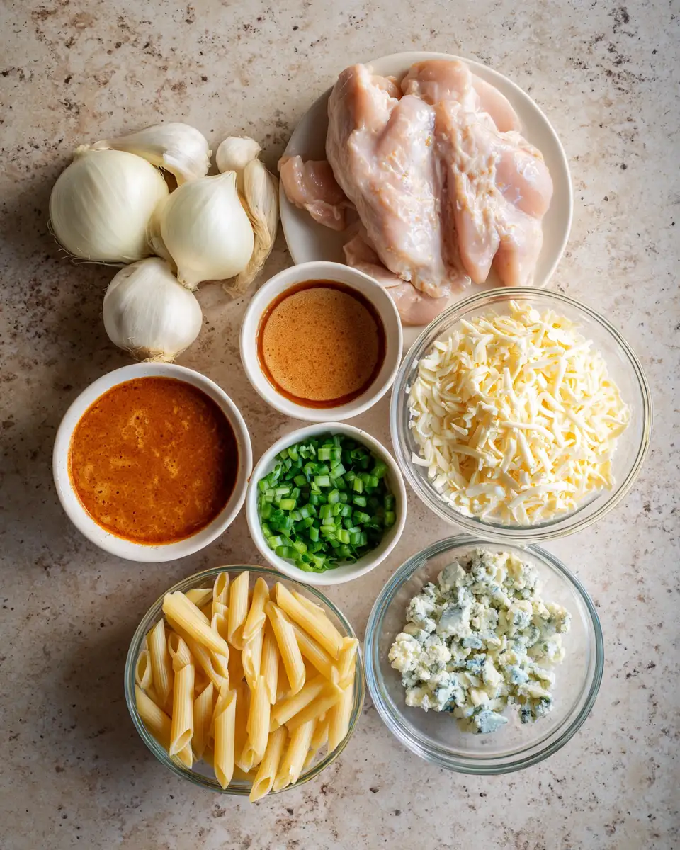 Crockpot Buffalo Chicken Pasta: A Spicy Twist on Comfort Food 4 Ingredients for Crockpot Buffalo Chicken Pasta: A Spicy Twist on Comfort Food