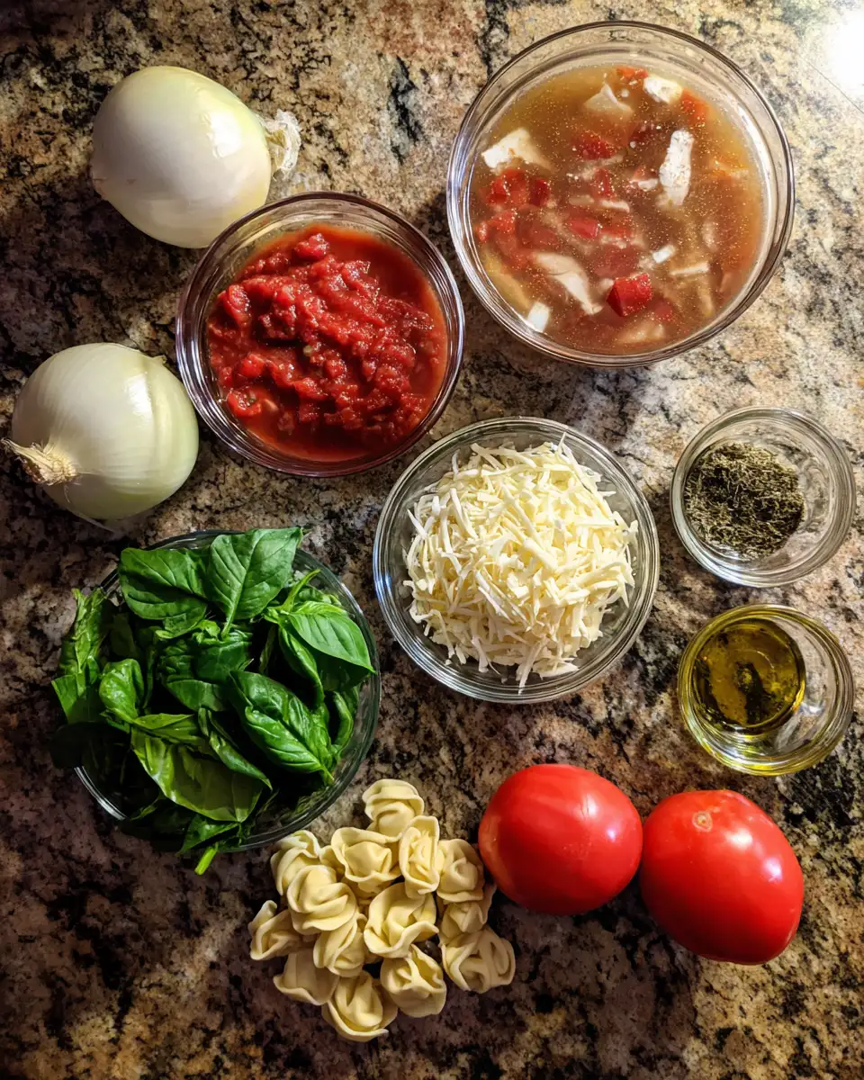 Ingredients for Cozy Up with Crockpot Chicken Tortellini Soup Magic