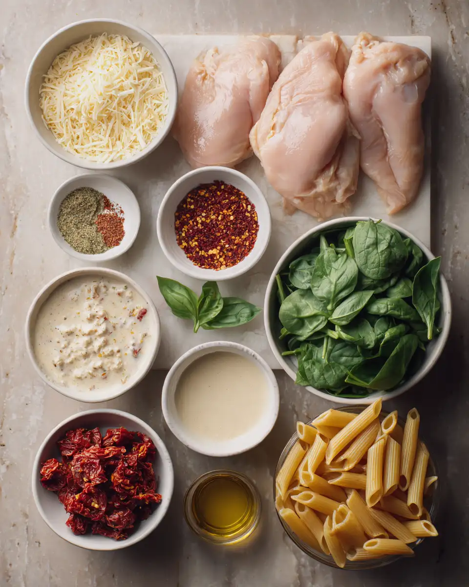 Ingredients for Irresistible Crockpot Tuscan Chicken Pasta: Your New Weeknight Obsession
