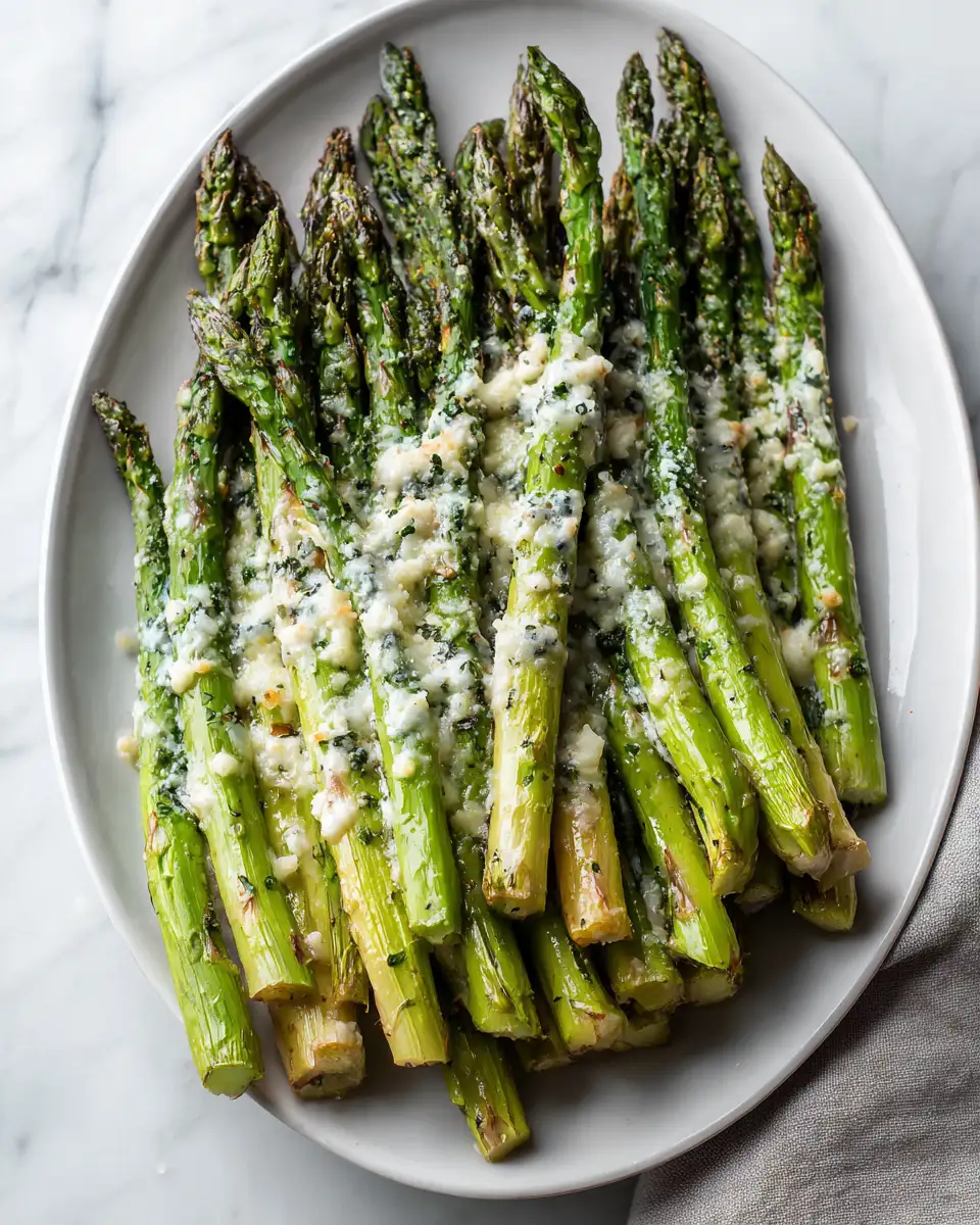 Irresistibly Easy Cheesy Garlic Roasted Asparagus Recipe - Featured Image