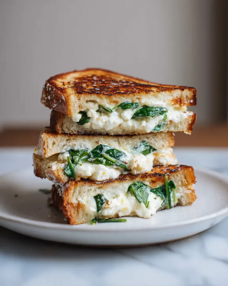 Melted Bliss: Feta Grilled Cheese Sandwich with Spinach Delight - Featured Image