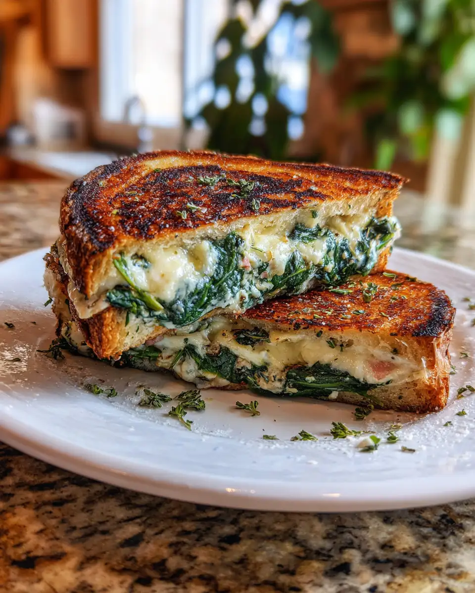 Final dish - Melted Bliss: Feta Grilled Cheese Sandwich with Spinach Delight