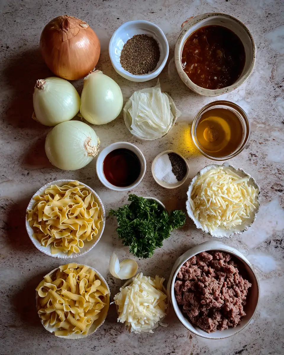 Ingredients for Savor the Flavor: French Onion Beef Casserole Delight