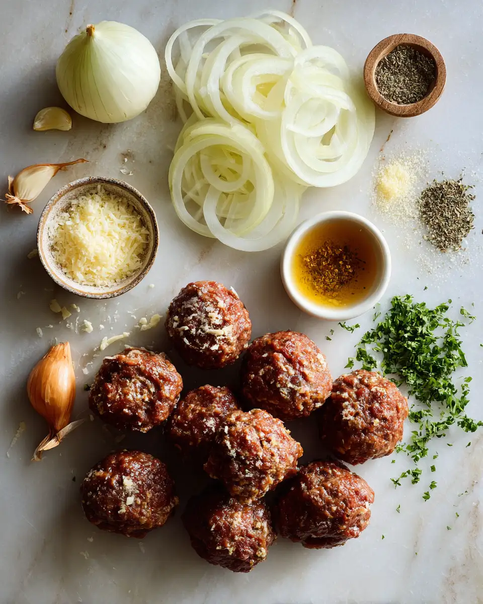 Savor the Flavor: Irresistible French Onion Beef Meatballs 4 Ingredients for Savor the Flavor: Irresistible French Onion Beef Meatballs