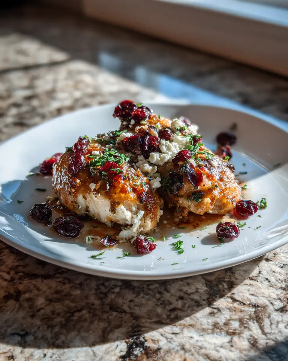 Final dish - Sweet and Savory Delight: Honey Cranberry Chicken Bake with Feta Cheese