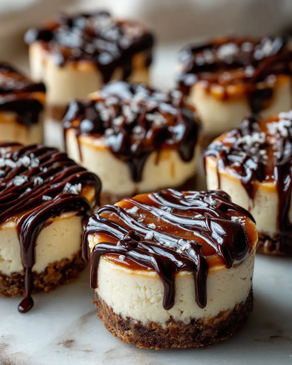 Irresistible Mini Salted Caramel Cheesecakes with a Decadent Chocolate Drizzle - Featured Image