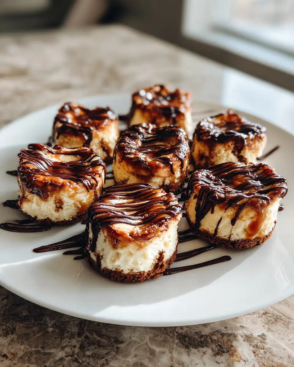 Final dish - Irresistible Mini Salted Caramel Cheesecakes with a Decadent Chocolate Drizzle