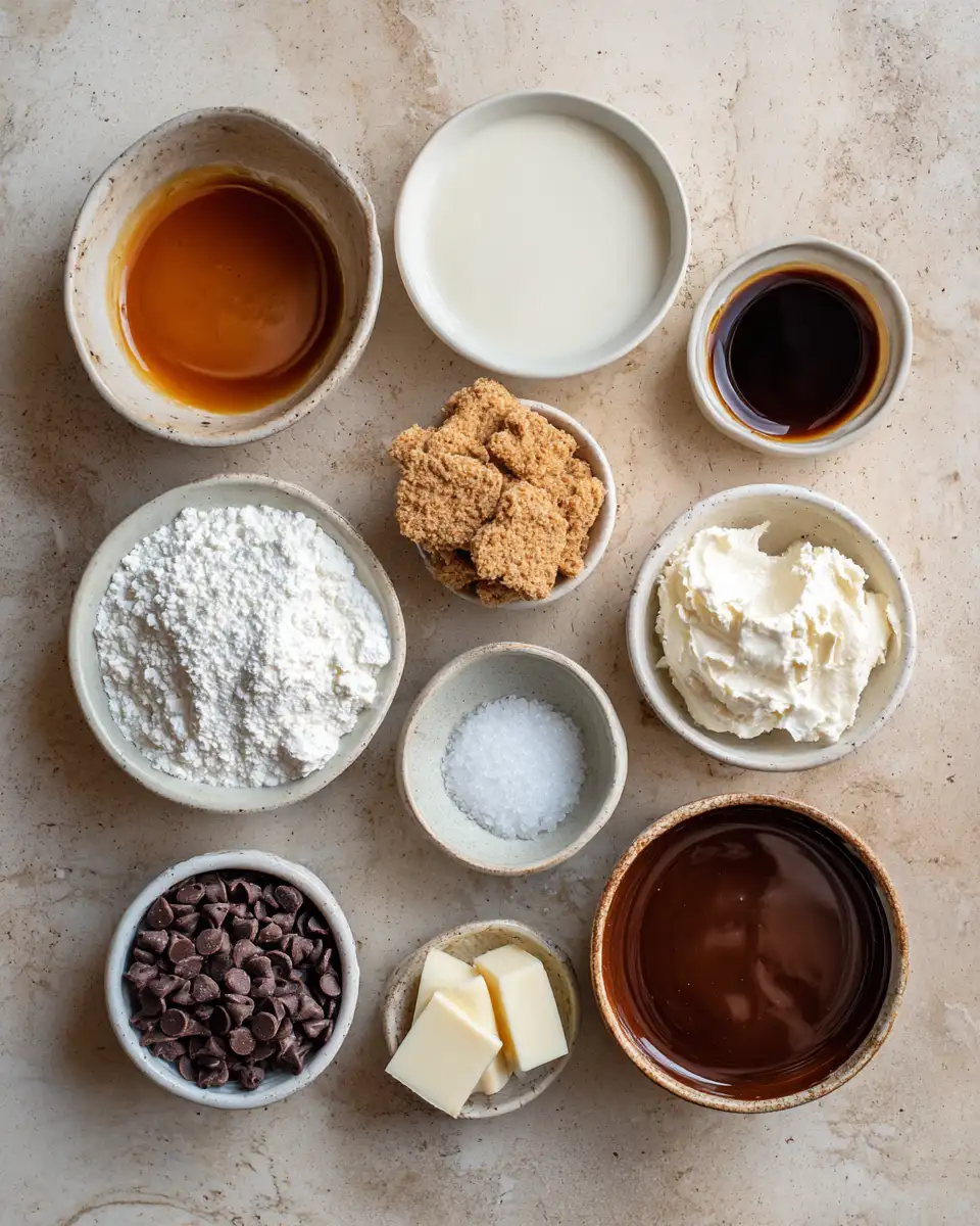 Ingredients for Irresistible Indulgence: No-Bake Chocolate Caramel Cheesecake Bites