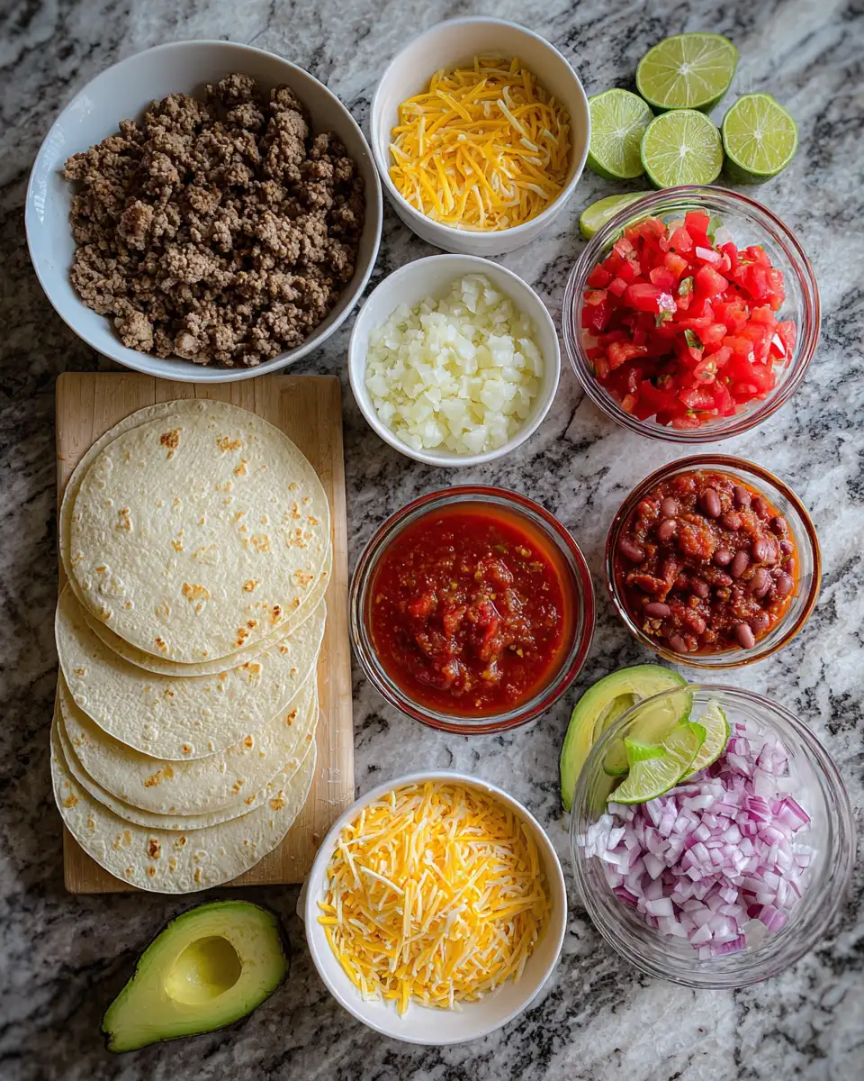 Ingredients for Oven-Baked Cheesy Tacos Yum: A Flavor Explosion in Every Bite
