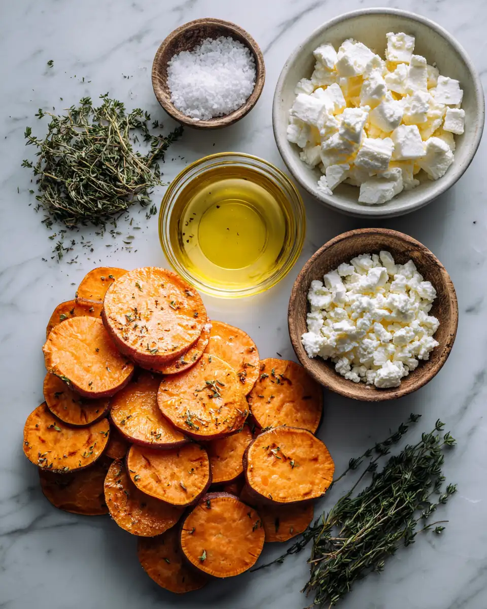Sweet and Savory Bliss: Honey & Feta Roasted Sweet Potato Rounds 4 Ingredients for Sweet and Savory Bliss: Honey & Feta Roasted Sweet Potato Rounds