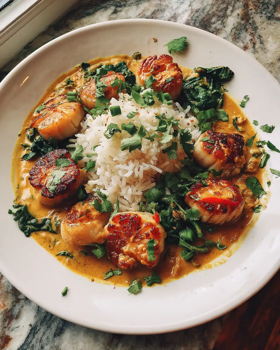 Final dish - Sizzle and Spice: Dive into Decadent Coconut Curry Scallops