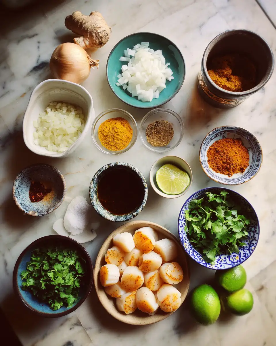 Ingredients for Sizzle and Spice: Dive into Decadent Coconut Curry Scallops
