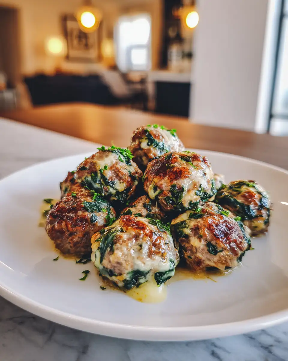 Quick & Tasty: Spinach Garlic Meatballs Stuffed with Mozzarella in 15 Min - Featured Image