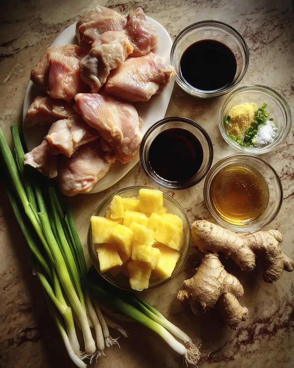 Ingredients for Sweet and Sticky Pineapple Bourbon Chicken: A Flavorful Fusion Delight