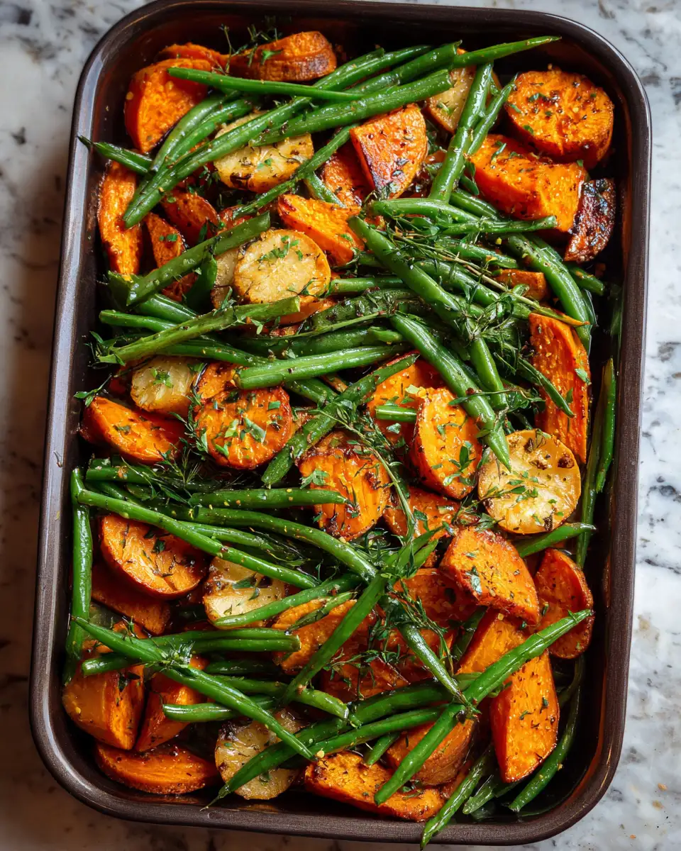 Delight Your Taste Buds with a Sweet Potato & Green Bean Tray Bake Sensation 6 Final dish - Delight Your Taste Buds with a Sweet Potato & Green Bean Tray Bake Sensation