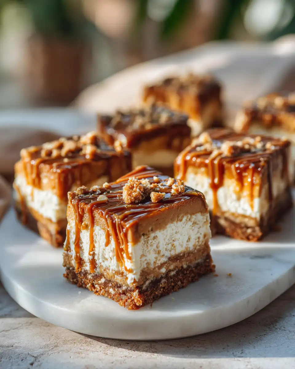 Final dish - Irresistible Apple Cider Caramel Cheesecake Bars for Your Fall Dessert Cravings