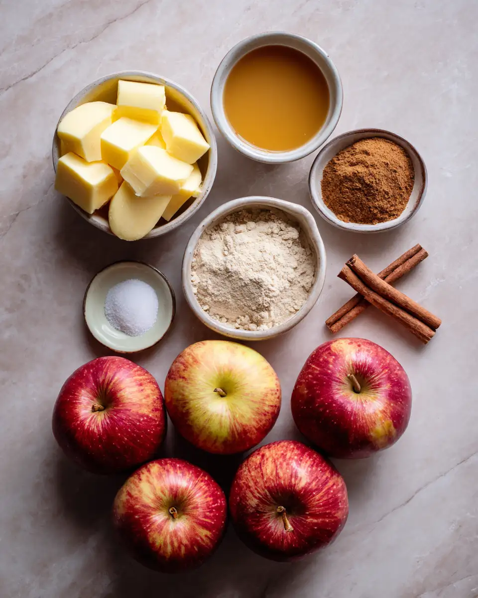 Ingredients for Irresistibly Easy Baked Apple Slices for a Cozy Fall Treat
