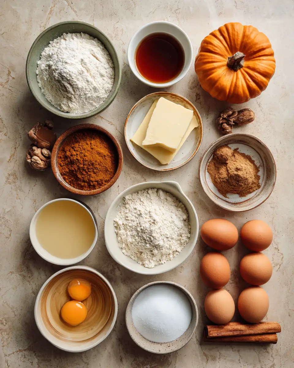 Ingredients for Decadent Delights: Brown Butter Maple Pumpkin Cake Magic
