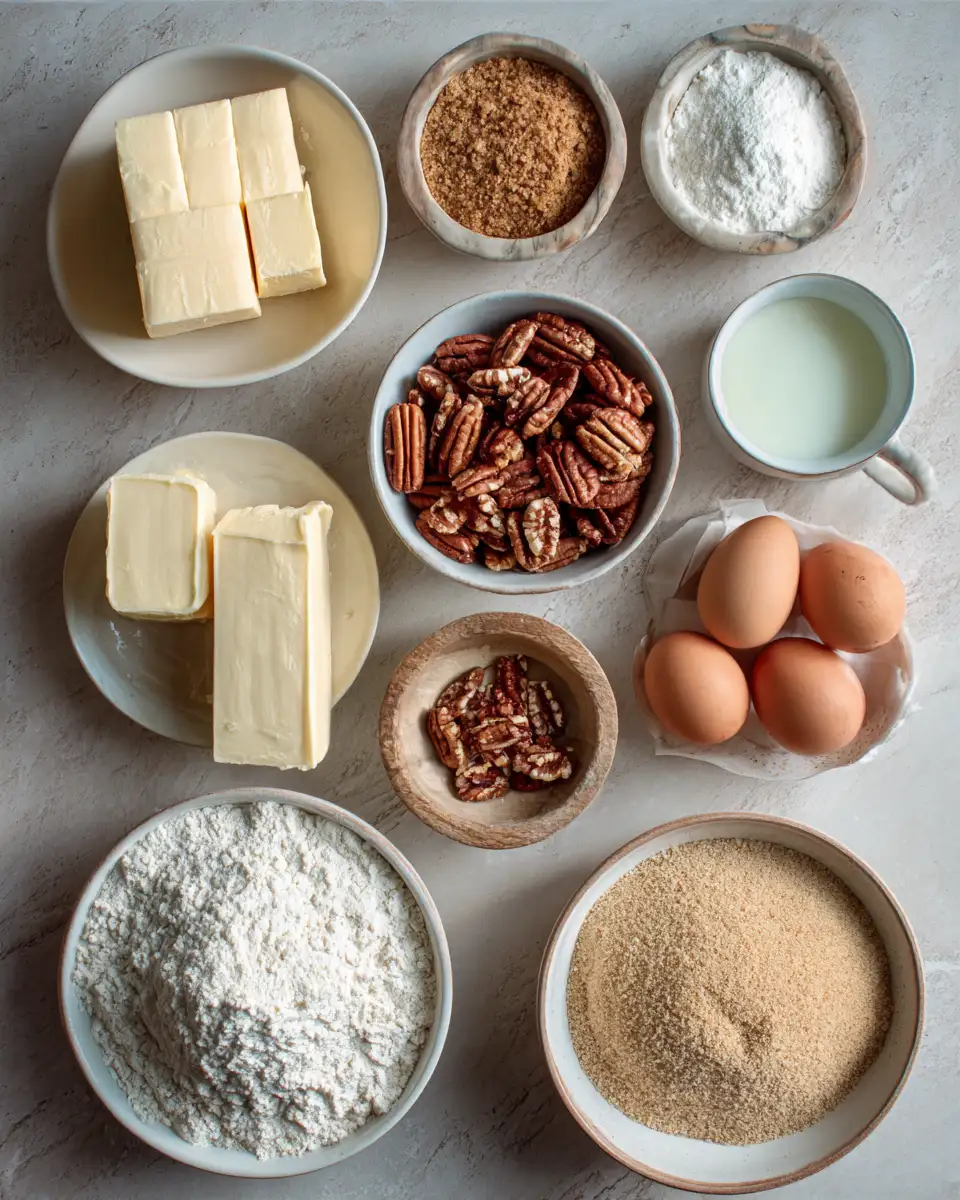 Ingredients for Irresistible Brown Butter Pecan Cheesecake Bars That Will Steal the Dessert Spotlight
