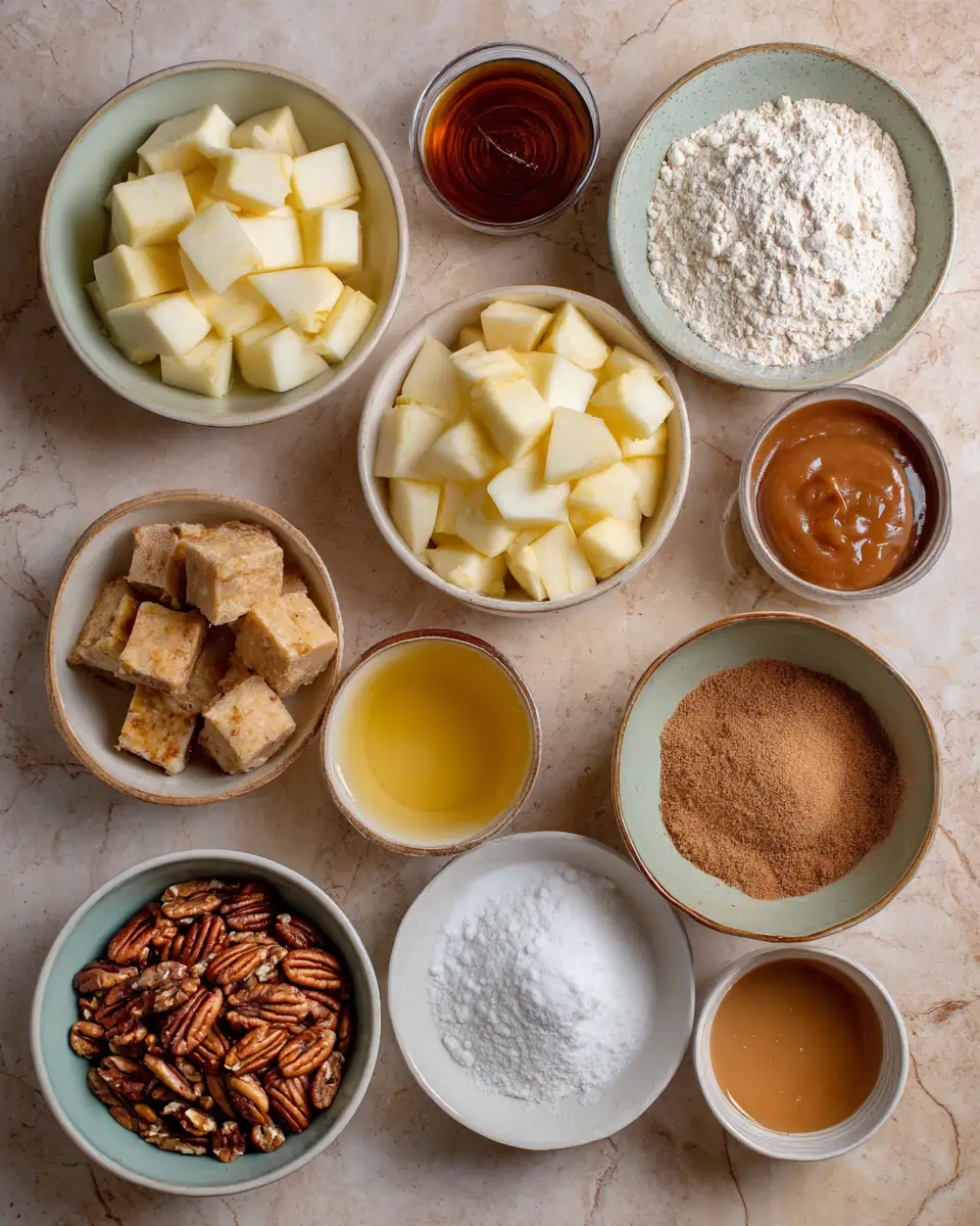 Ingredients for Decadence in Every Bite: Caramel Apple Cheesecake Bars Delight