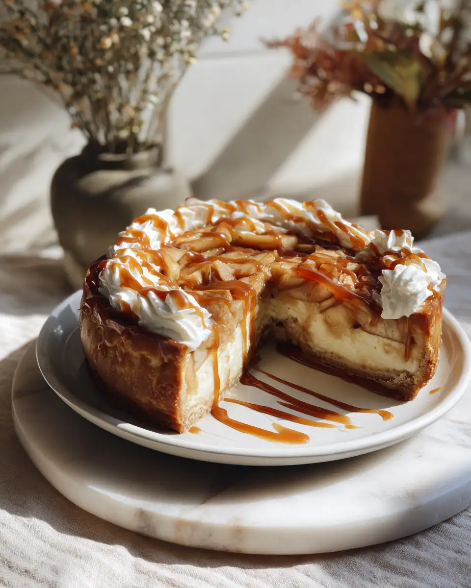 Indulge in Autumn Bliss with Caramel Apple Cinnamon Roll Cheesecake - Featured Image