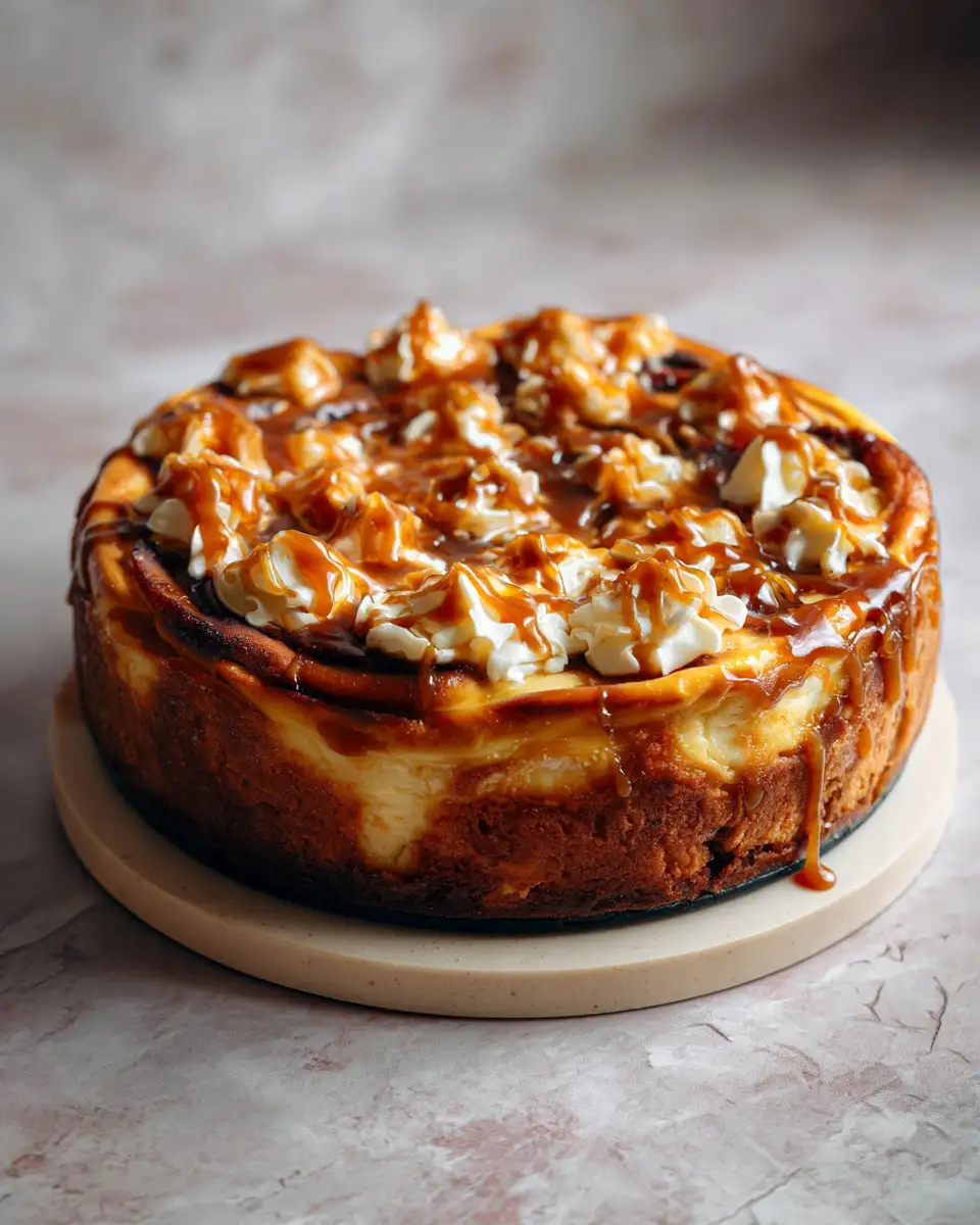 Final dish - Indulge in Autumn Bliss with Caramel Apple Cinnamon Roll Cheesecake