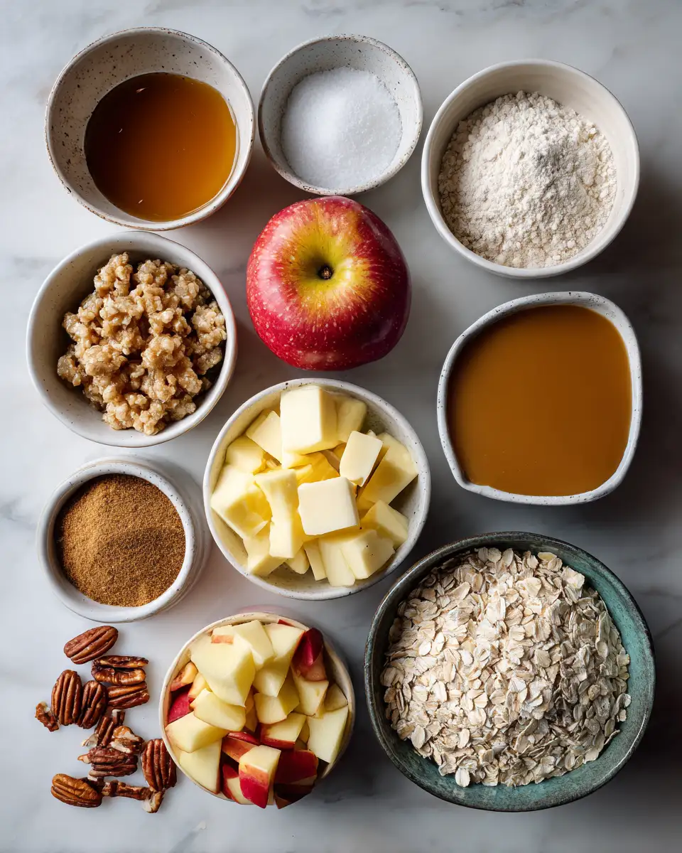 Indulge in Autumn Bliss with Caramel Apple Oatmeal Crumble Bars 4 Ingredients for Indulge in Autumn Bliss with Caramel Apple Oatmeal Crumble Bars