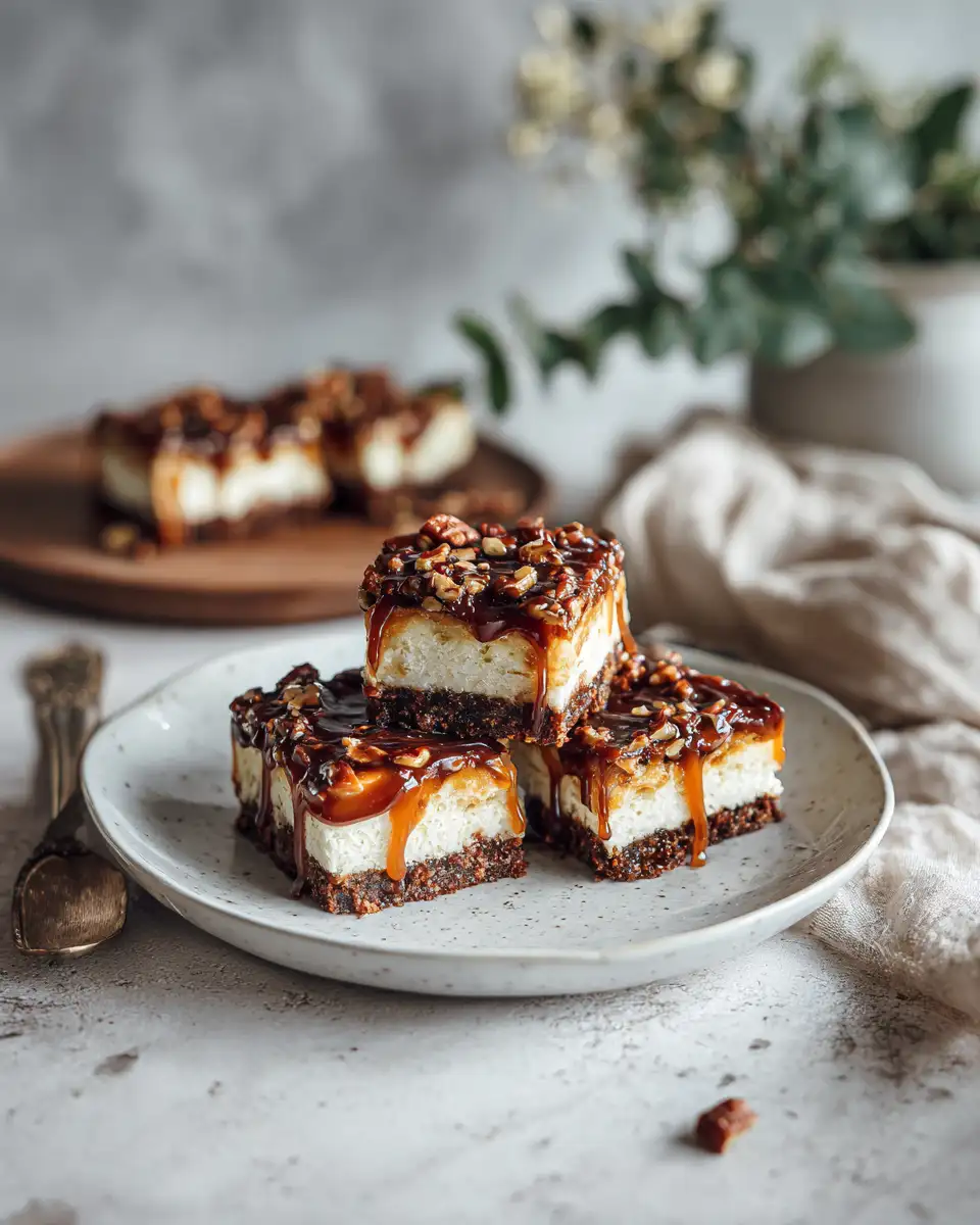 Indulge in Autumn Bliss with Irresistible Caramel Pecan Apple Cheesecake Bars - Featured Image