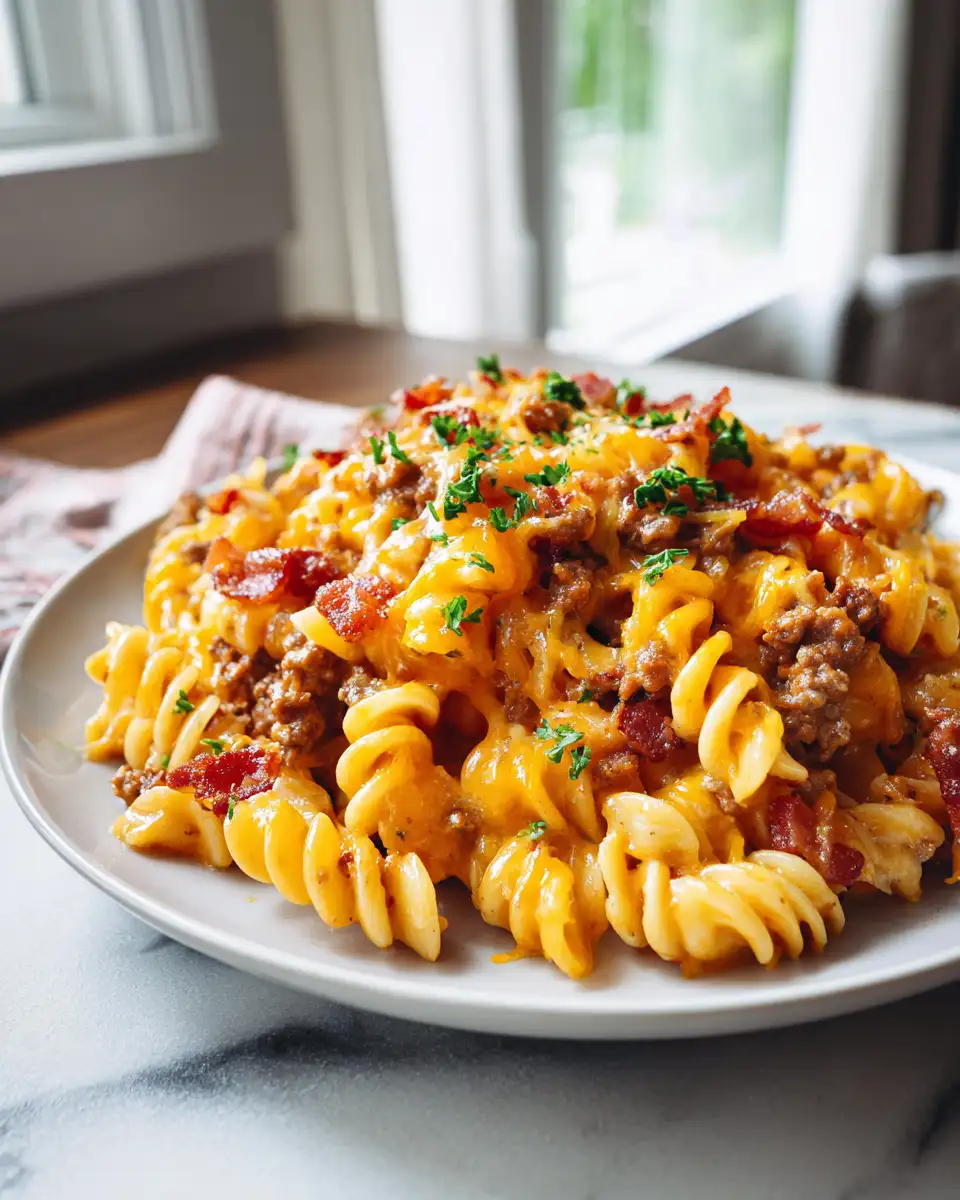 Ultimate Cheesy Bacon Cheeseburger Pasta Skillet Delight - Featured Image