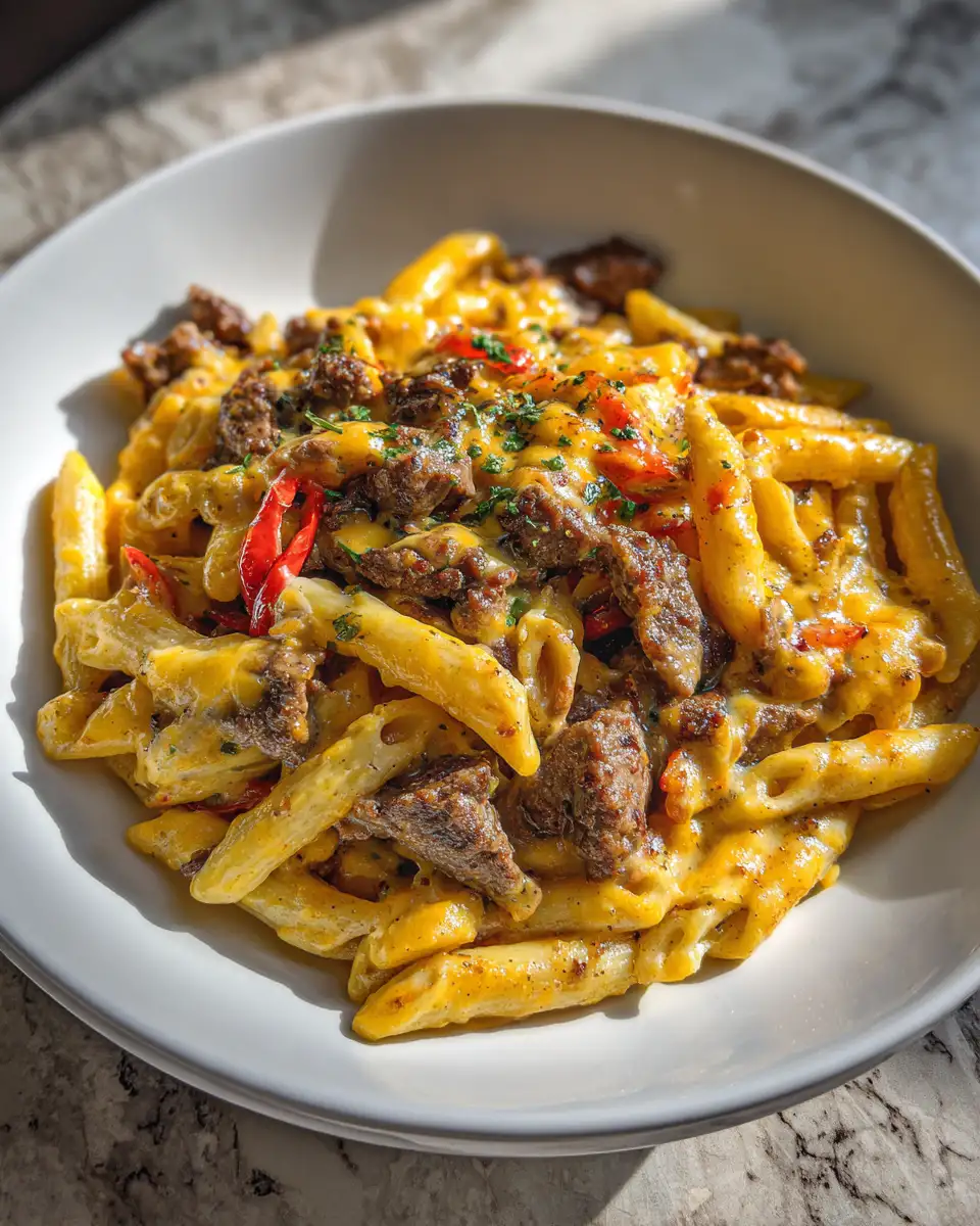 Sizzling Cheesy Cajun Beef Pasta Skillet Delight - Featured Image