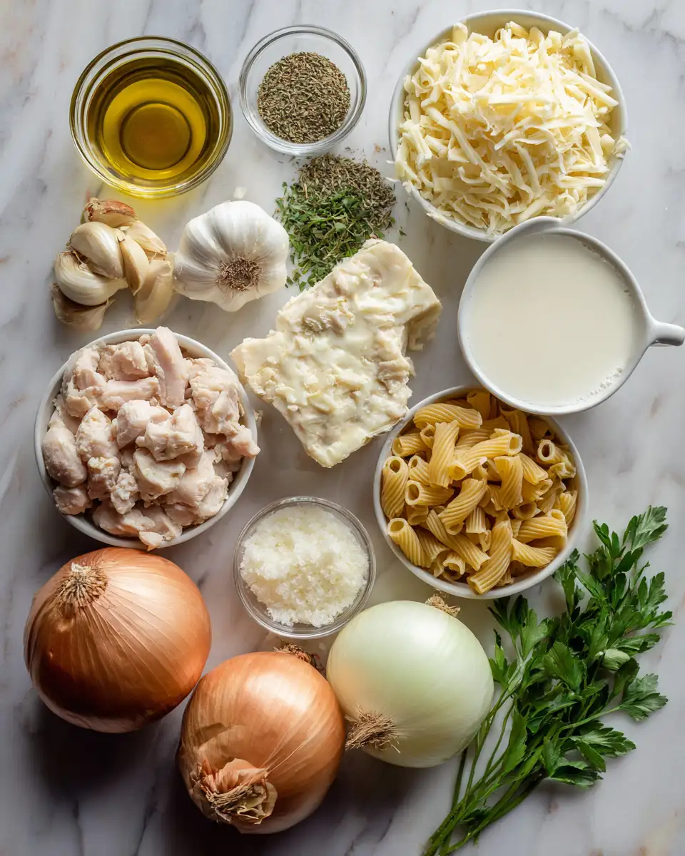 Irresistible Cheesy French Onion Chicken Pasta: A Comfort Food Dream 4 Ingredients for Irresistible Cheesy French Onion Chicken Pasta: A Comfort Food Dream