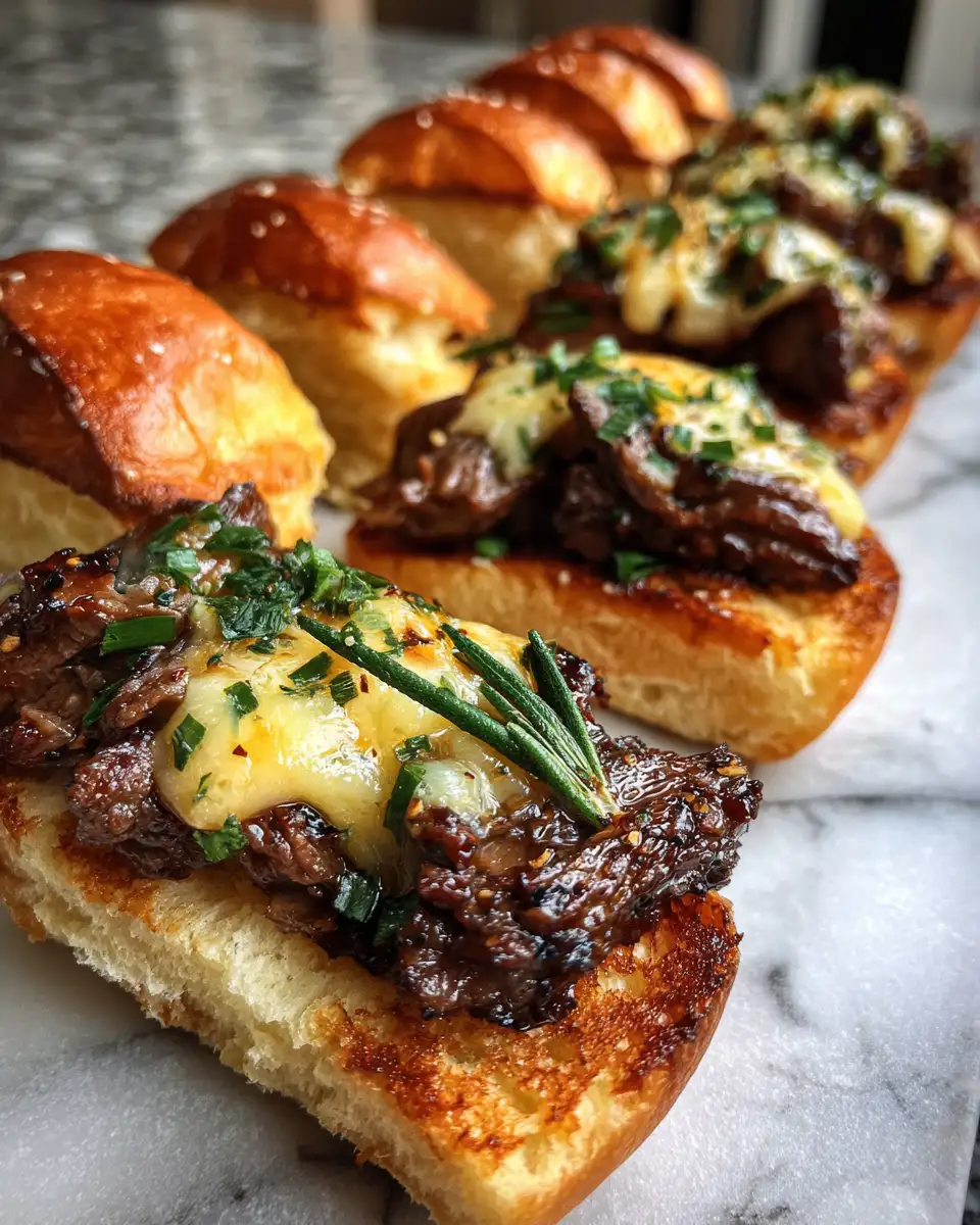 Final dish - Cheesy Garlic Butter Beef Sliders: Bite-Sized Flavor Explosion