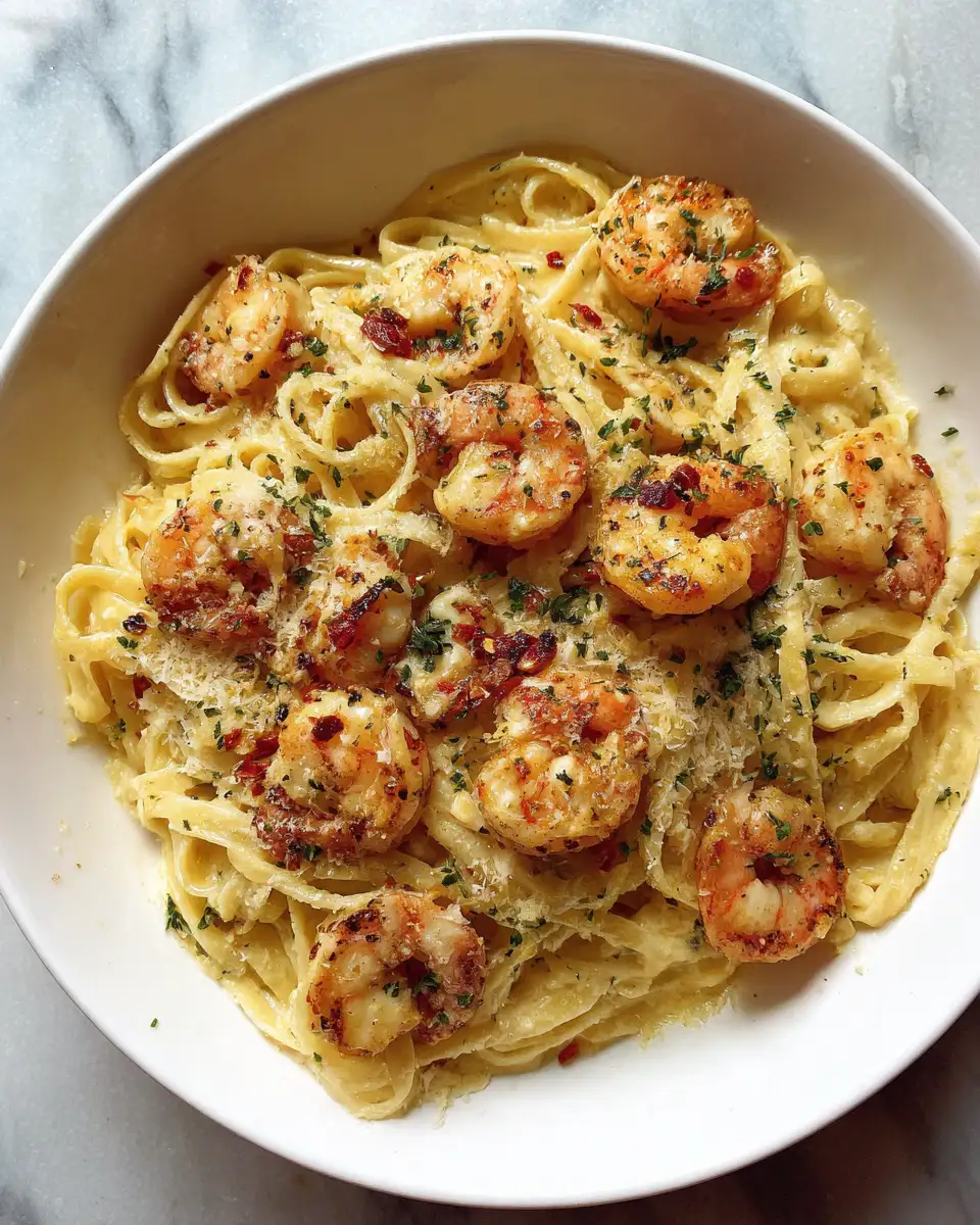 Irresistibly Creamy Cheesy Garlic Butter Shrimp Pasta Delight - Featured Image